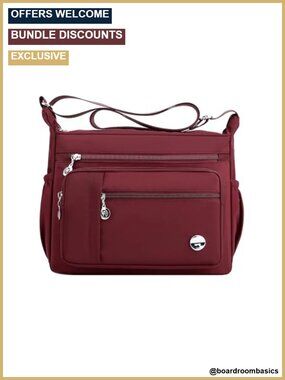 Lightweight Waterproof Nylon Satchel Crossbody Shoulder Bag Multi Pockets